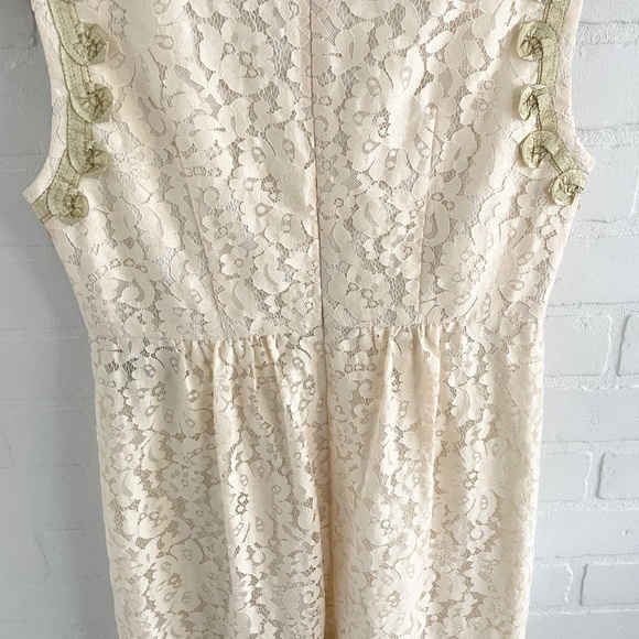 NWT Anna Sui Anthropologie Lonoke Crochet Ivory Cream Lace Sheath Dress Size 0 - Picture 13 of 16